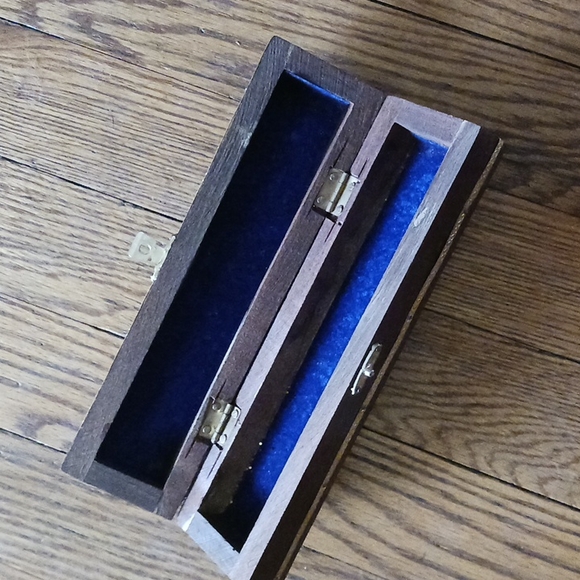 COFFIN Brass Wooden Trinket Hinged Incense Box Vintage Apothecary Style - Picture 4 of 11